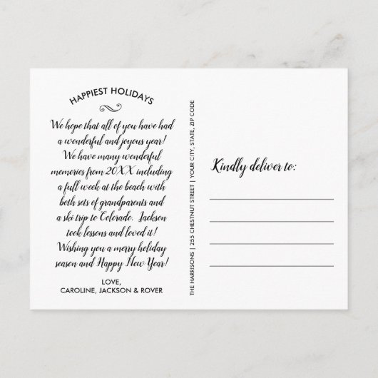 Carte Postale Joyeux Noël Black Watch Plaid Photo Collage (Dos)