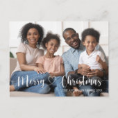 Carte Postale Joyeux Noël blanc Script photo complète (Devant)