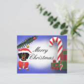 Carte Postale Joyeux Noël Blank Dachshund Chien Scène (Debout devant)