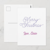 Carte Postale joyeux noël bleu nom amour simple bleu violet (Devant / Derrière)