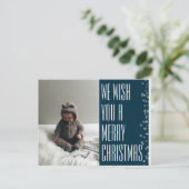 Carte postale Joyeux Noël bleu Photo Holiday (Debout devant)