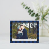 Carte Postale Joyeux Noël bleu Plaid Couple Photo (Debout devant)