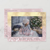 Carte Postale Joyeux Noël Blush FauxGold Spark Parties scintilla (Devant / Derrière)