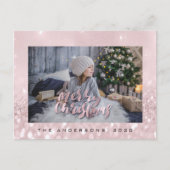 Carte Postale Joyeux Noël Blush Gold Spark Parties scintillant p (Devant)