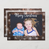 Carte Postale Joyeux Noël Bois rustique et flocons de neige (Devant / Derrière)