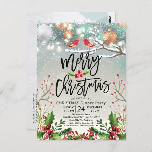 Carte Postale Joyeux Noël Bonne année Fête Père Noël (Devant / Derrière)