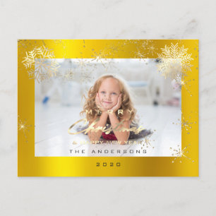 Carte Postale Joyeux Noël Bonne Année Gold Snow Spark Photo