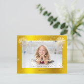Carte Postale Joyeux Noël Bonne Année Gold Snow Spark Photo (Debout devant)