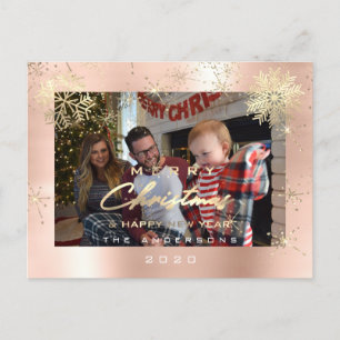 Carte Postale Joyeux Noël Bonne Année Gold Snow Spark Photo