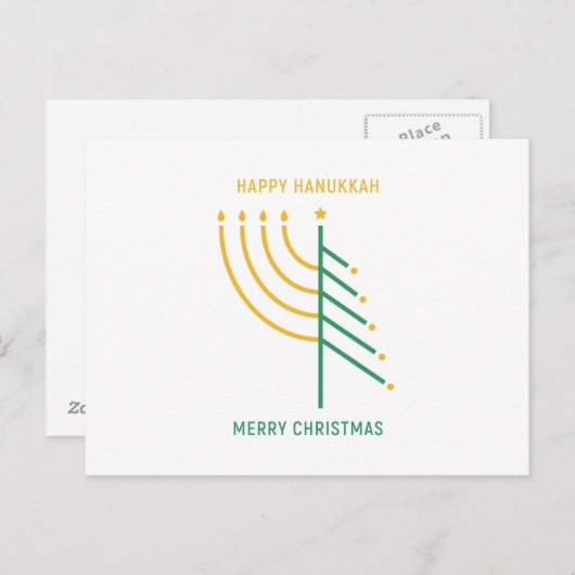 Carte Postale Joyeux Noël, Bonne Hanoukka (Devant / Derrière)