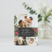 Carte Postale Joyeux Noël Botanique Gris (Debout devant)