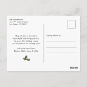 Carte Postale Joyeux Noël Botanique Gris (Dos)