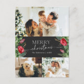 Carte Postale Joyeux Noël Botanique Gris (Devant)