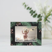 Carte Postale Joyeux Noël botanique une photo (Debout devant)