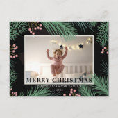 Carte Postale Joyeux Noël botanique une photo (Devant)