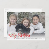 Carte Postale Joyeux Noël Brush Script Red Holiday Photo (Devant / Derrière)