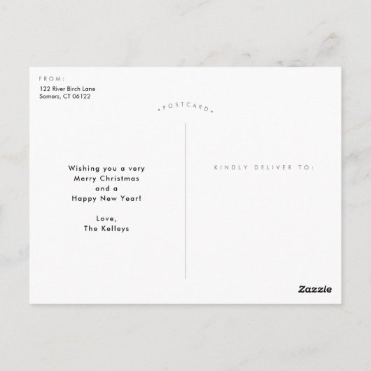 Carte Postale Joyeux Noël Brush Script White Holiday Photo (Dos)