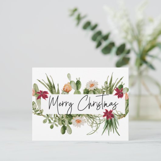 Carte Postale Joyeux Noël Cactus Plante grasse Sud-Ouest (Debout devant)
