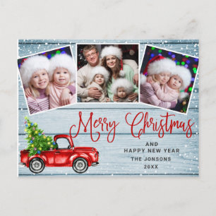 Carte Postale Joyeux Noël Camion de ferme rouge 3 Photo