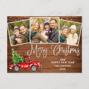 Carte Postale Joyeux Noël Camion de ferme rouge 3 Photo