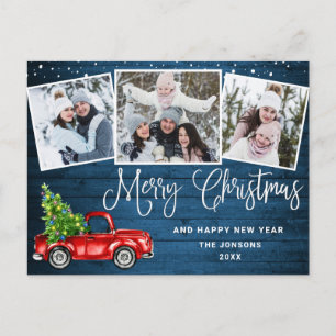 Carte Postale Joyeux Noël Camion de ferme rouge 3 Photo