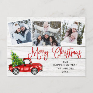 Carte Postale Joyeux Noël Camion de ferme rouge 3 Photo