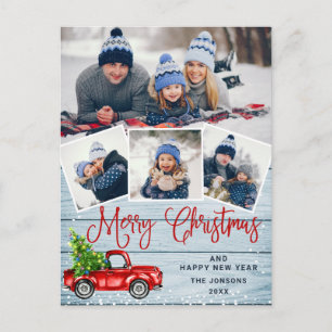 Carte Postale Joyeux Noël Camion de ferme rouge 4 Photo