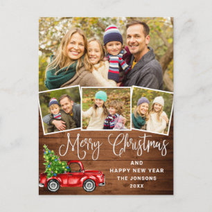 Carte Postale Joyeux Noël Camion de ferme rouge 4 Photo