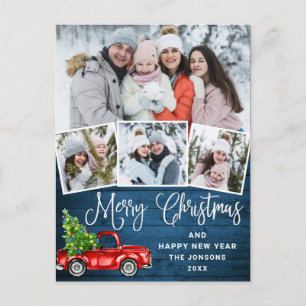 Carte Postale Joyeux Noël Camion de ferme rouge 4 Photo