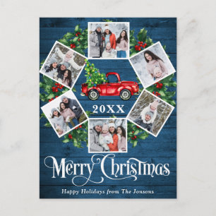 Carte Postale Joyeux Noël camion de ferme rouge 6 Photo