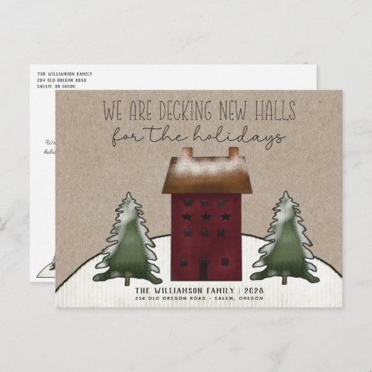 Carte Postale Joyeux Noël Campagne Maisons à toit en appentis Ar (Devant / Derrière)