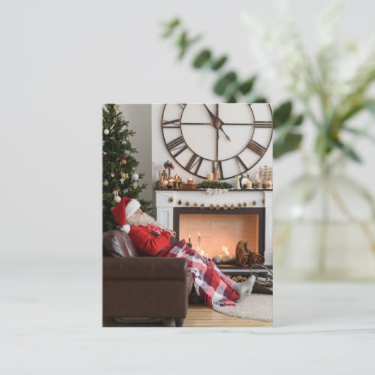 Carte Postale Joyeux Noël Chaleureux et confortable Père Noël Pe (Debout devant)