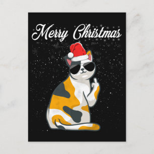 Carte Postale Joyeux Noël Chat Doigt D'honneur Noël Sale Noël la