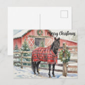 Carte Postale Joyeux Noël Cheval Noir  (Devant / Derrière)