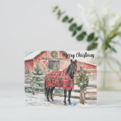 Carte Postale Joyeux Noël Cheval Noir  (Debout devant)