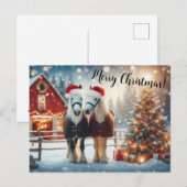 Carte Postale Joyeux Noël Chevaux (Devant / Derrière)