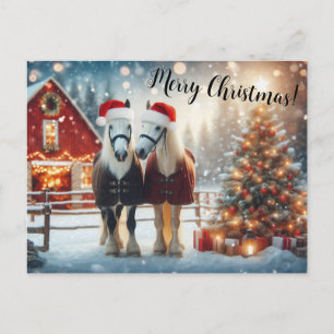 Carte Postale Joyeux Noël Chevaux