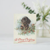 Carte Postale Joyeux Noël chien Teckel (Debout devant)