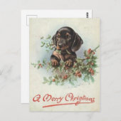 Carte Postale Joyeux Noël chien Teckel (Devant / Derrière)