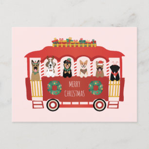 Carte Postale Joyeux Noël Chiens de vacances Trolly