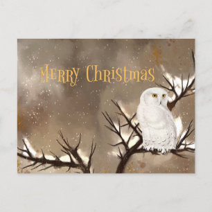 Carte postale Joyeux Noël Chouette neigeuse