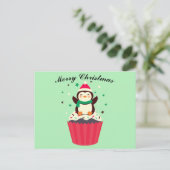 Carte postale Joyeux Noël Cupcake Pingouin (Debout devant)