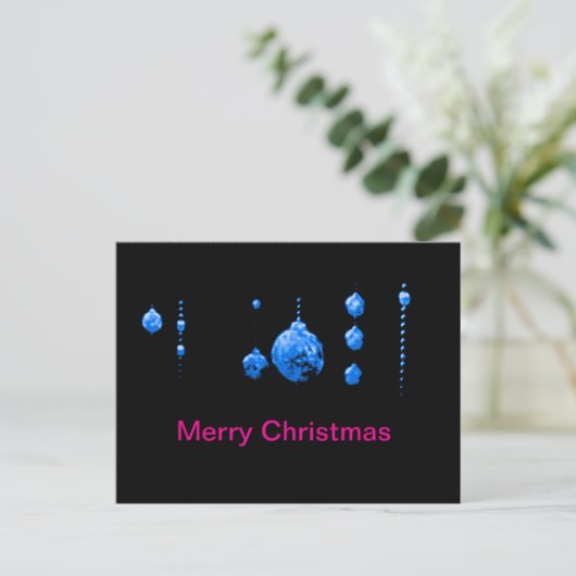 Carte Postale Joyeux Noël Dancing Balls Bleu j Gibney Zazzle (Debout devant)