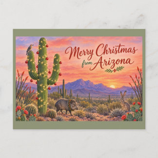 Carte Postale Joyeux Noël d'Arizona - Faune du désert