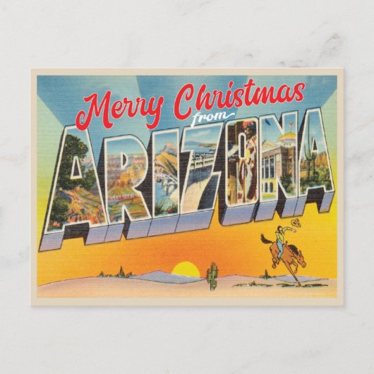 Carte Postale Joyeux Noël de Arizona vintage (Devant)