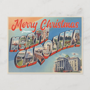 Carte Postale Joyeux Noël de Caroline du Nord style vintage
