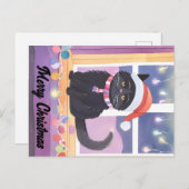 Carte Postale Joyeux Noël de chat noir (Devant / Derrière)