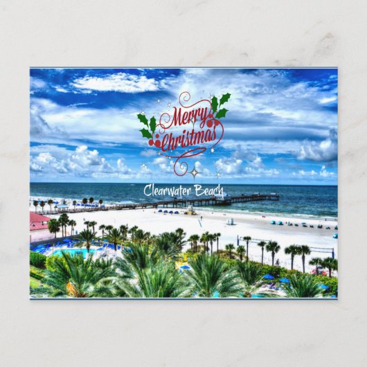 Carte Postale Joyeux Noël de Clearwater Beach, Floride (Devant)
