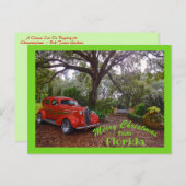 Carte Postale Joyeux Noël de Floride Classic Car Bok Tower (Devant / Derrière)