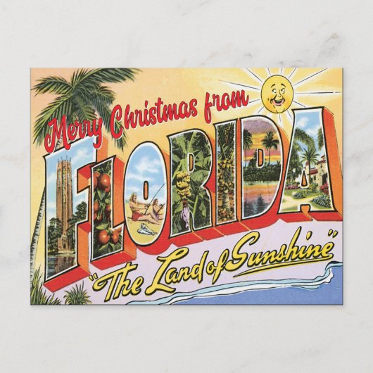 Carte Postale Joyeux Noël de Floride vintage (Devant)